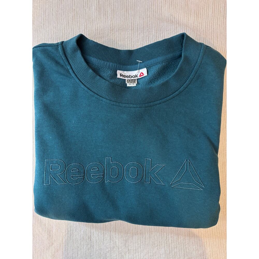 Ladies Reebok XL Deep Teal Embroidered Logo Crew Neck Oversized Sweatshirt SOFT!